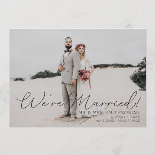 Invitation Mariage photo - Typographie noire