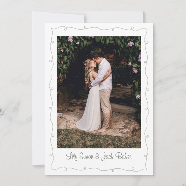 Invitation Mariage photo vert simple moderne (Devant)