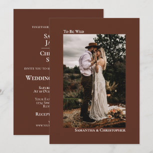 Invitation Mariage photo vertical minimaliste Brown châtaigne