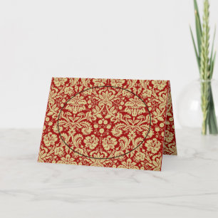 Invitation Mariage photo Victoria Rouge et Tan Floral Damask