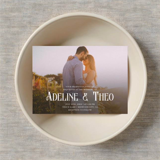 Invitation Mariage photo vintage élégant (Créateur téléchargé)