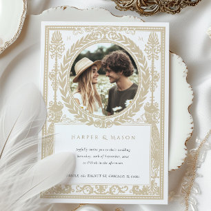 Invitation Mariage photo vintage Ornate Laurel