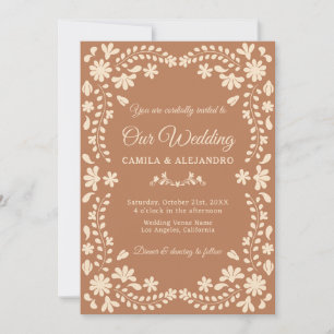 Invitation Mariage Photo Vintage Terracotta Rustique Mexicain
