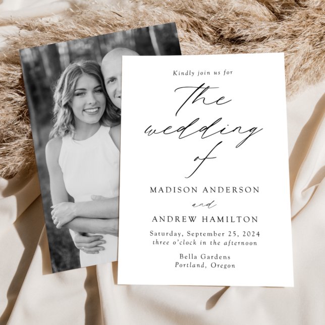 Invitation Mariage photo White and Black Modern Elegance (Créateur téléchargé)