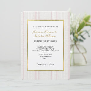 Invitation Mariage Pierres Roses Rayures Blanches