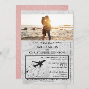 Invitation Mariage Pink California Passport