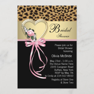 Invitation Mariage Pink Leopard Black Gold Léopard Baby Showe