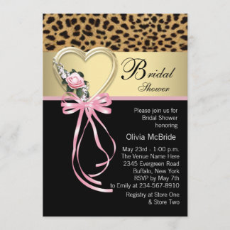 Invitation Mariage Pink Leopard Black Gold Léopard Baby Showe