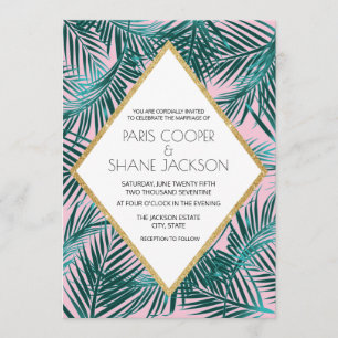 Invitation Mariage Pink Palm Deco