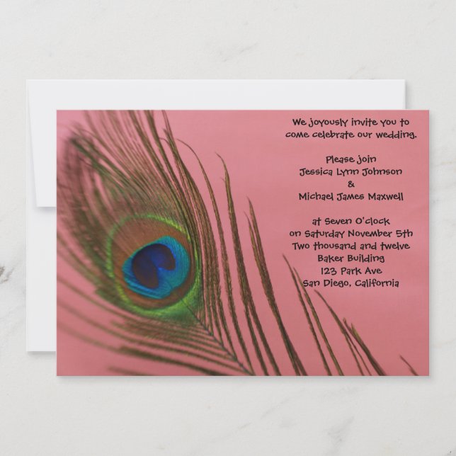 Invitation Mariage Pink Peacock (Devant)