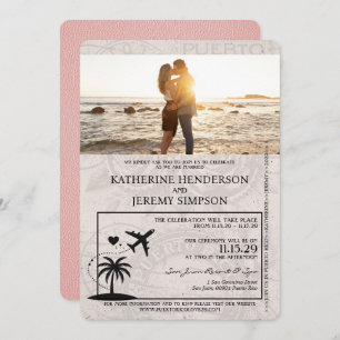 Invitation Mariage Pink Porto Rico Passport