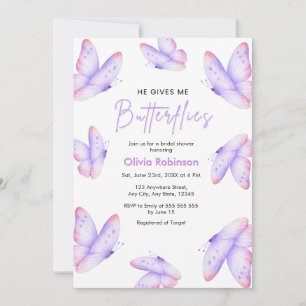 Invitation Mariage Pink Purple Il Me Donne Des Papillons Baby
