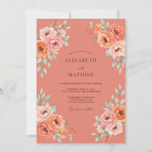 Invitation Mariage Pivoine Abricot