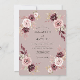 Invitation Mariage Pivoine Abricot Mauve Atténué