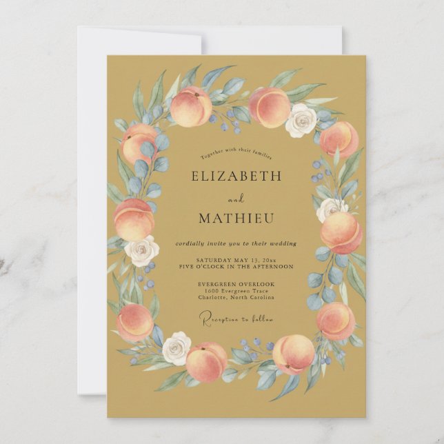 Invitation Mariage Pivoine Abricot Moutarde (Devant)