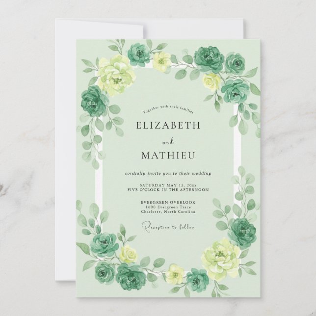 Invitation Mariage Pivoine Beurre Mousse de Mer (Devant)