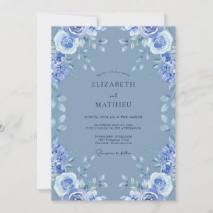 Invitation Mariage Pivoine Bleu de Centaurée