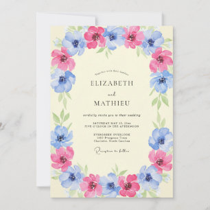 Invitation Mariage Pivoine Bleuet Magenta