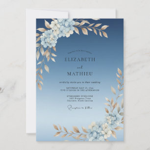 Invitation Mariage Pivoine Champagne Acier Doux