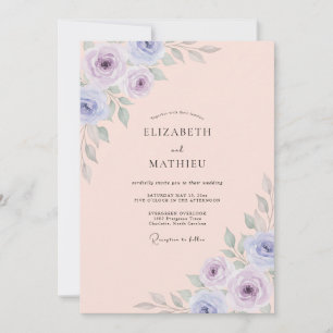 Invitation Mariage Pivoine Champagne Chaud Pervenche