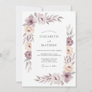 Invitation Mariage Pivoine Champagne Mauve