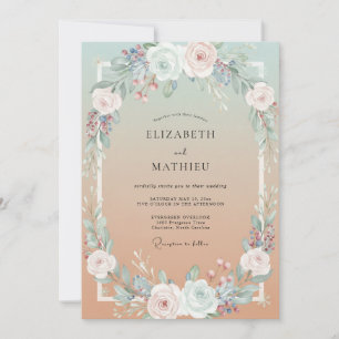 Invitation Mariage Pivoine Champagne Menthe