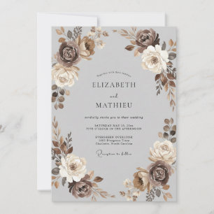 Invitation Mariage Pivoine Champagne Mocha