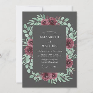 Invitation Mariage Pivoine Charbon de Bois
