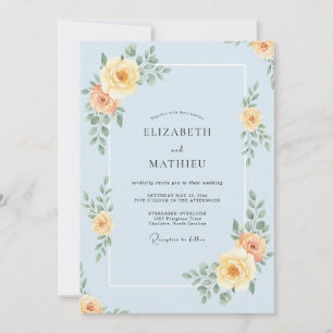 Invitation Mariage Pivoine Ciel Poudré