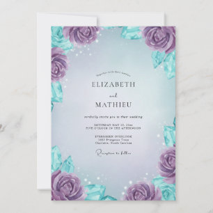 Invitation Mariage Pivoine Cyan Pervenche