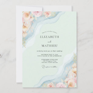 Invitation Mariage Pivoine Douce Pâleur Mousse de Mer