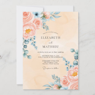 Invitation Mariage Pivoine Gracieuse Pêche