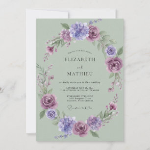 Invitation Mariage Pivoine Lavande Céladon