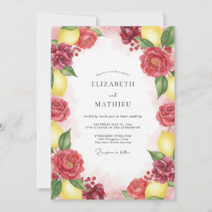 Invitation Mariage Pivoine Lemon Rouge