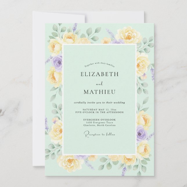 Invitation Mariage Pivoine Lilas Beurre (Devant)