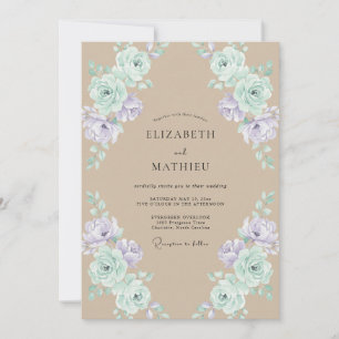 Invitation Mariage Pivoine Lilas Champagne Rosé