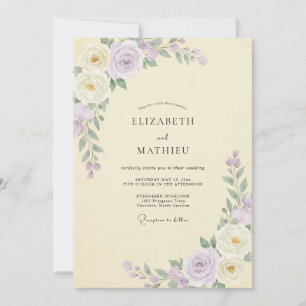 Invitation Mariage Pivoine Lilas Jaune Pâle