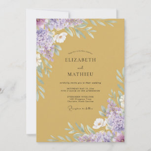 Invitation Mariage Pivoine Lilas Ocre
