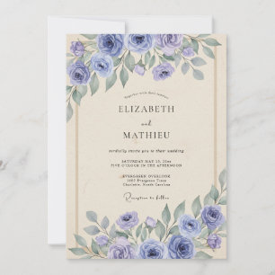 Invitation Mariage Pivoine Lilas Pâle Pervenche