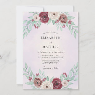 Invitation Mariage Pivoine Lilas Plum