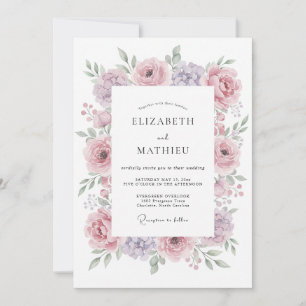 Invitation Mariage Pivoine Lilas Rougeoyant