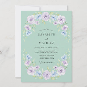 Invitation Mariage Pivoine Lilas Sourdine Mousse de Mer