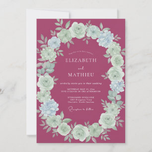 Invitation Mariage Pivoine Menthe Framboise