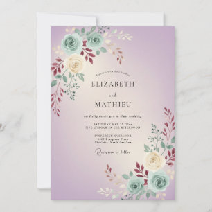 Invitation Mariage Pivoine Menthe Lilas Sourdine