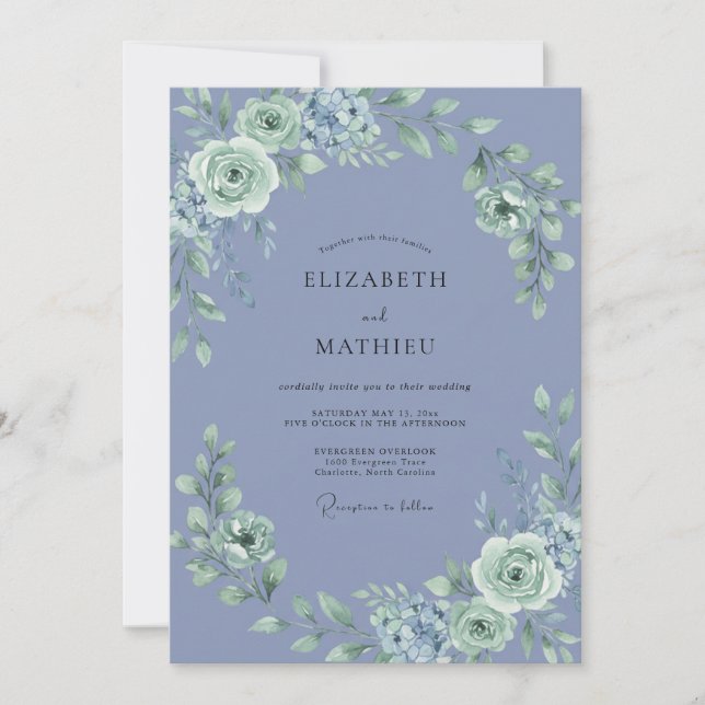 Invitation Mariage Pivoine Merlette Mousse (Devant)
