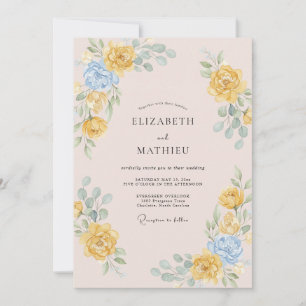 Invitation Mariage Pivoine Moutarde Rose