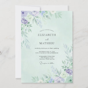 Invitation Mariage Pivoine Pervenche Menthe
