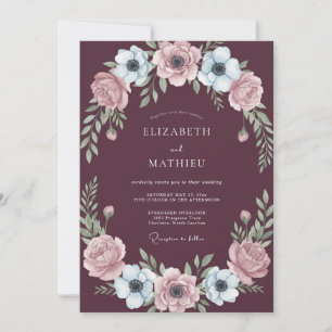 Invitation Mariage Pivoine Rose Carmin