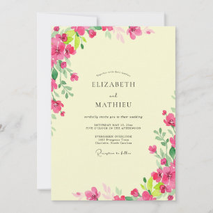 Invitation Mariage Pivoine Rose Citron