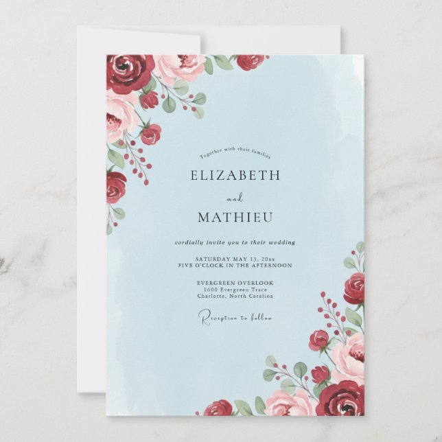 Invitation Mariage Pivoine Rouge Cornette (Devant)